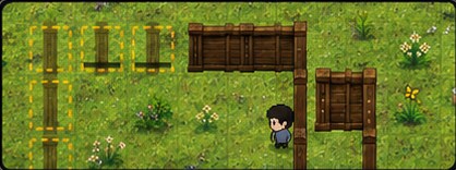 Gameplay de construção: estruturas e paredes em uma colônia